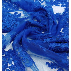 Tule Bordado Azul Royal