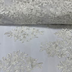 Tule Bordado Branco Viena