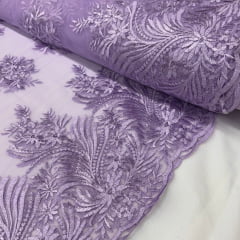 Tule Bordado Lilás Tule Bordado Lilás