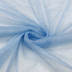 Tule Glitter Azul Bebê