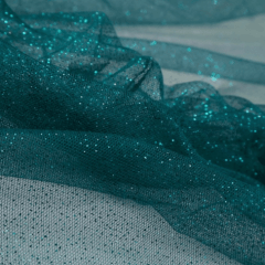 Tule Glitter Azul Petróleo Sobretom