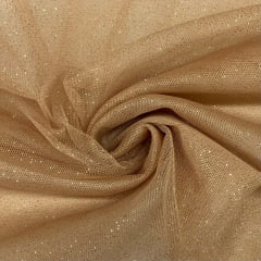 Tule Glitter Bege Dourado