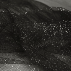 Tule Glitter Preto com Prata