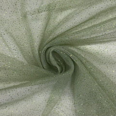Tule Glitter Verde Chá
