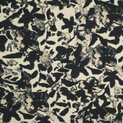 Viscolinho com Elastano Floral Aquarela Preto Viscolinho com Elastano Floral Aquarela Preto