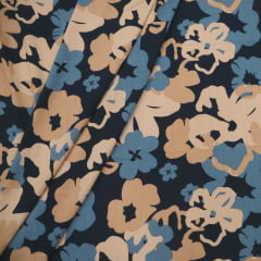 Viscolinho com Elastano Floral Azul Viscolinho com Elastano Floral Azul