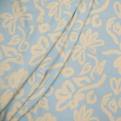 Viscolinho com Elastano Flores Simples Azul Viscolinho com Elastano Flores Simples Azul