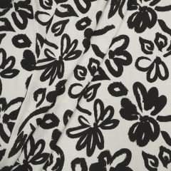 Viscolinho com Elastano Flores Simples Fundo Branco Viscolinho com Elastano Flores Simples Fundo Branco