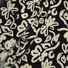 Viscolinho com Elastano Flores Simples Preto Viscolinho com Elastano Flores Simples Preto