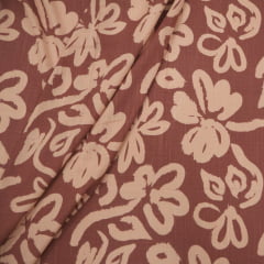 Viscolinho com Elastano Flores Simples Terroso Viscolinho com Elastano Flores Simples Terroso