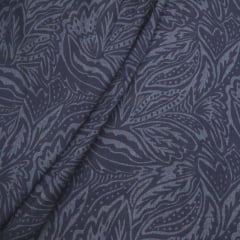 Viscolinho com Elastano Folhas Fundo Azul Viscolinho com Elastano Folhas Fundo Azul