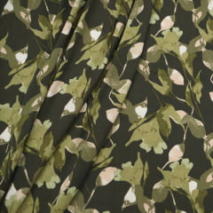 Viscolinho com Elastano Folhas Verdes