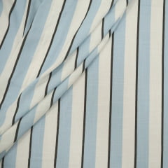 Viscolinho com Elastano Listrado Azul