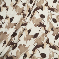 Viscolinho com Elastano Folhas Beges Viscolinho com Elastano Folhas Beges