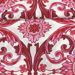Viscose Flor de Azulejo Vermelha