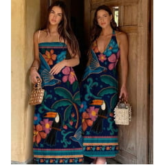 Viscose Farm Flores Coloridas na Noite