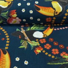 Viscose Farm Tucano Tropical Fundo Azul