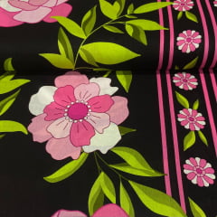Viscose Folhagem Fashion Barrado
