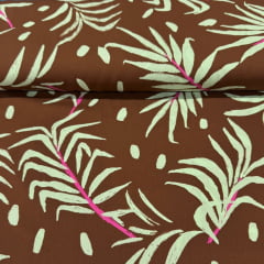 Viscose Folhagem Tropical Terracota Viscose Folhagem Tropical Terracota