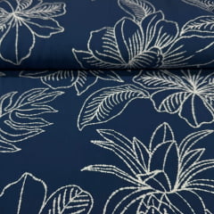 Viscose Folhas e Abacaxi Azul