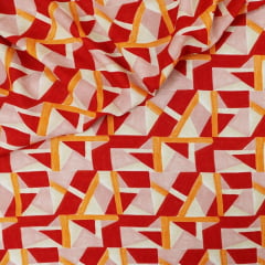 Viscose Geometria Vermelha Viscose Geometria Vermelha