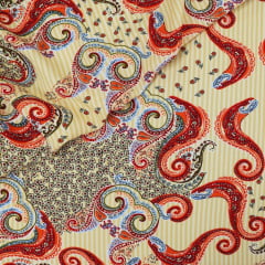 Viscose Vento do Oriente Fundo Bege Viscose Vento do Oriente Fundo Bege