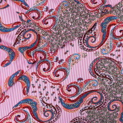 Viscose Vento do Oriente Fundo Rosa Viscose Vento do Oriente Fundo Rosa