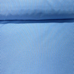 Tecido de Camisa Listrado Fino Azul Claro