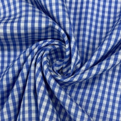 Tecido de Camisa Xadrez Azul Royal  Médio