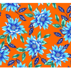Chita Laranja Flor Azul D