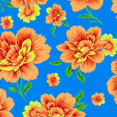 Chitão Flor Laranja no Azul