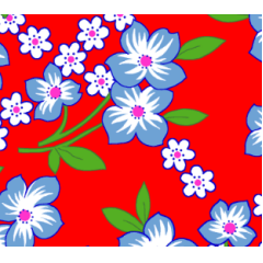 Chitão Fundo Vermelho Flor Azul