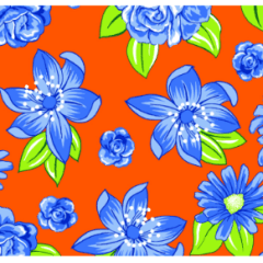 Chitinha Laranja com Floral Azul D