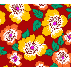 Chitão Vermelho com Floral Amarelo D