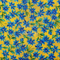 Chitinha Floral Azul no Amarelo
