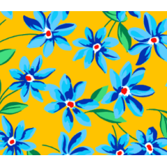 Chitinha Floral Azul no Amarelo D