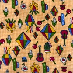 Chita Fake Elementos Juninos Fundo Laranja Chita Fake Elementos Juninos Fundo Laranja