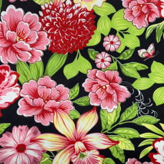 Chita Fake Floral Fundo Preto Chita Fake Floral Fundo Preto