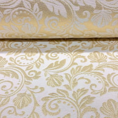 Jacquard Metalizado Branco com Dourado