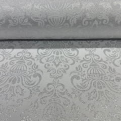 Jacquard Metalizado Branco e Prata Jacquard Metalizado Branco e Prata