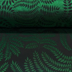 Jacquard Metalizado Verde Folhas Jacquard Metalizado Verde Folhas