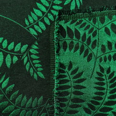 Jacquard Metalizado Verde Folhas