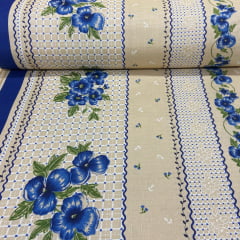 Linhão de Toalha Rústica Floral Azul 