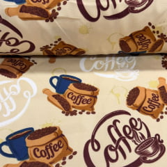 Oxford Estampado Café no Bege Oxford Estampado Café no Bege