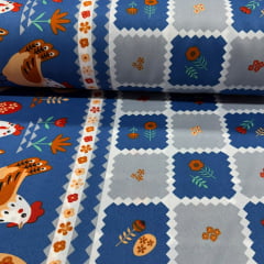 Oxford Estampado Galinhas e Geometricos