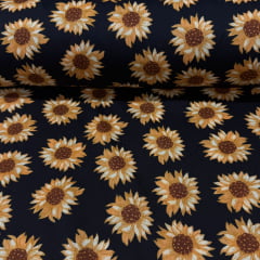 Oxford Estampado Girassóis fundo Preto Oxford Estampado Girassóis fundo Preto