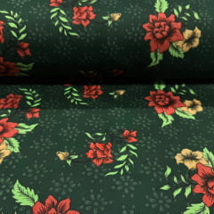 Oxford Estampado Rosas no Verde