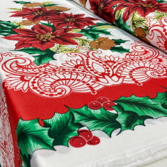 Toalha Natal Oxford Flores Belas