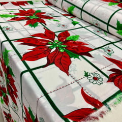 Toalha Natal Oxford Xadrez com Flores