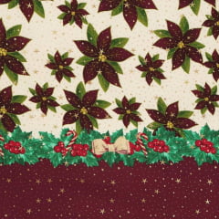 Toalha Natal Flores da Véspera com Brilho Dourado